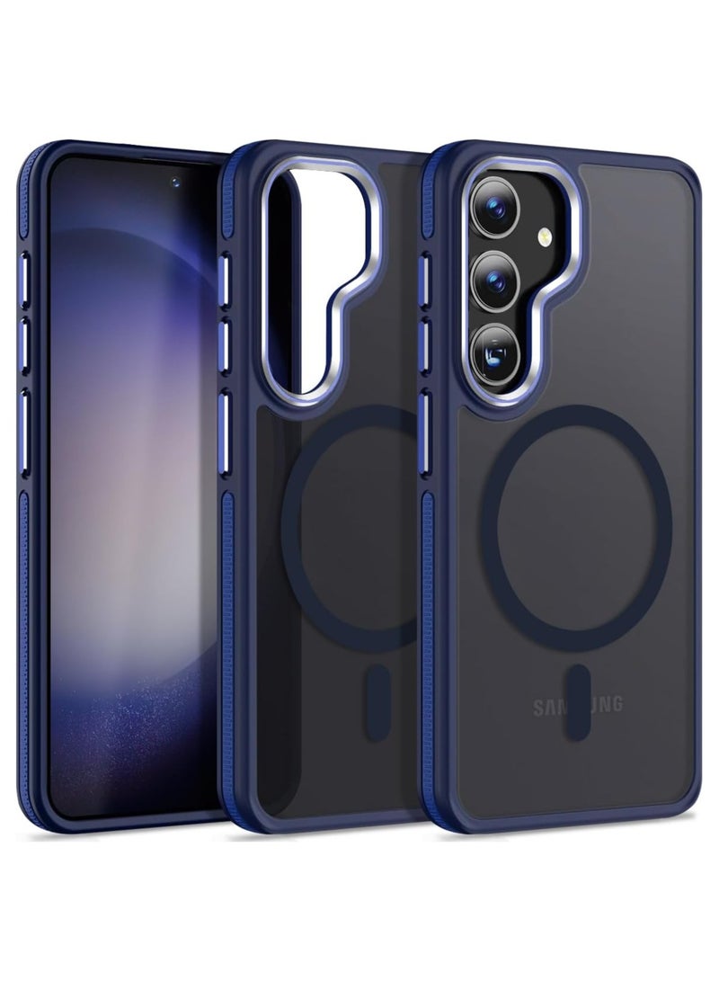 Magnetic Case Compatible with MagSafe Translucent Matte Shockproof Women Men Girl Protective Case Cover for Samsung Galaxy S24 Fe (Blue)  - Image 1
