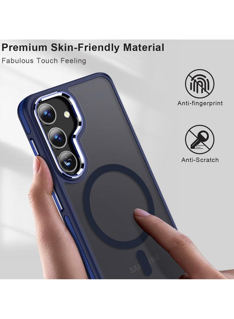 Magnetic Case Compatible with MagSafe Translucent Matte Shockproof Women Men Girl Protective Case Cover for Samsung Galaxy S24 Fe (Blue)  - Image 2