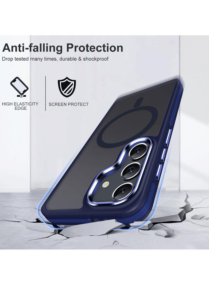 Magnetic Case Compatible with MagSafe Translucent Matte Shockproof Women Men Girl Protective Case Cover for Samsung Galaxy S24 Fe (Blue)  - Image 3
