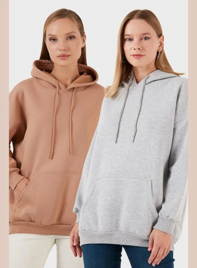 Lela Lela Regular Fit Cotton Hooded Collar Raised Winter 2-Pack Sweat Women's SWEAT 5863854S2