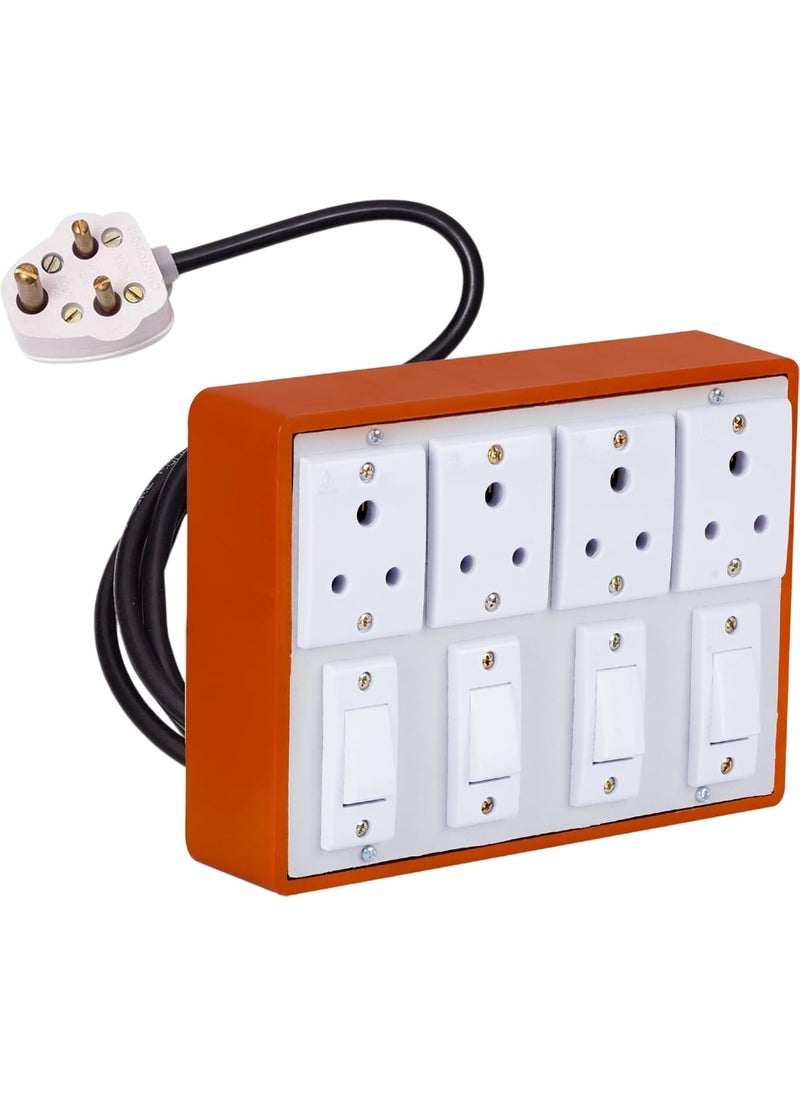 Cordnet Cordnet Premium Extension BoardWIth Brown Four Socket Four Switch 4 Meter Long Wire  - Image 2