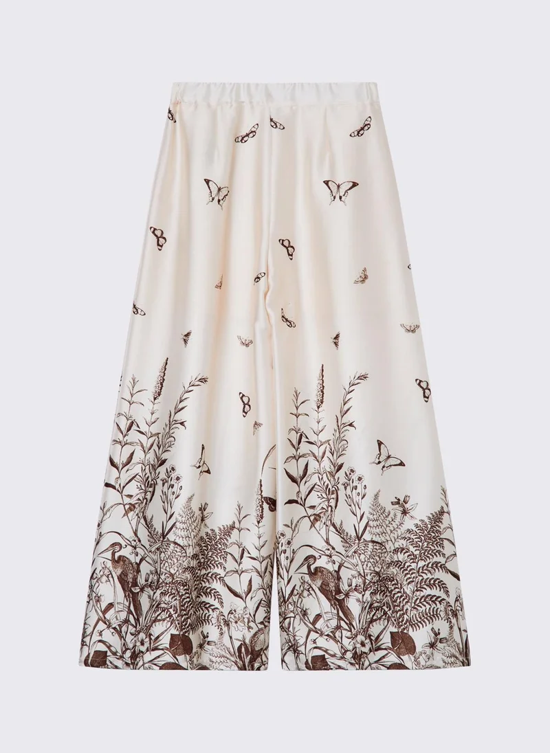 ليو جو Printed Satin Palazzo Trousers