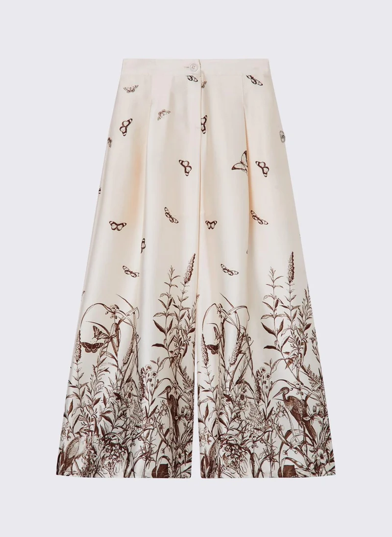 ليو جو Printed Satin Palazzo Trousers