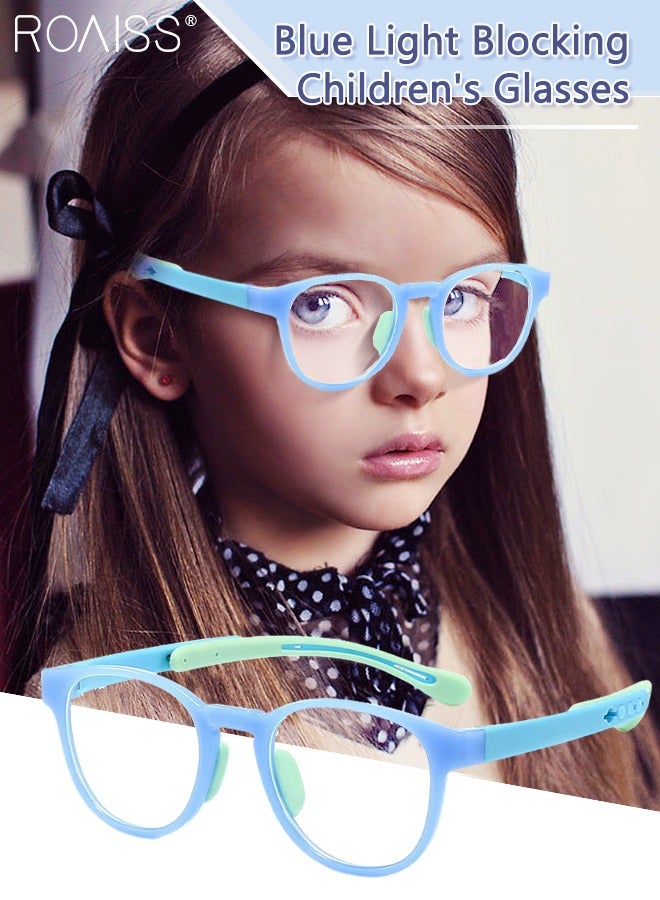 Kids Blue Light Blocking Glasses, Anti Eyestrain Computer Glasses, Gaming Eyewear UV400 Protection with Light Weight TR90 Frame for Boys Girls and Children Age 3-12, Light Blue