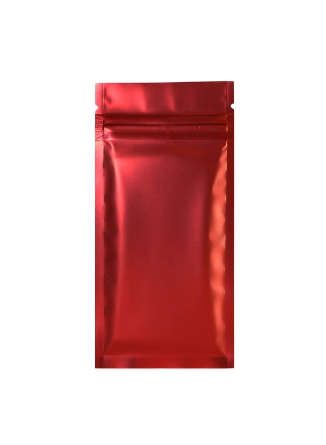 QQ Studio 100 Double-Sided Matte Red Zip Top Bags w/Tear Notch (7.5x10cm (2.9x3.9"), Red) - Image 1