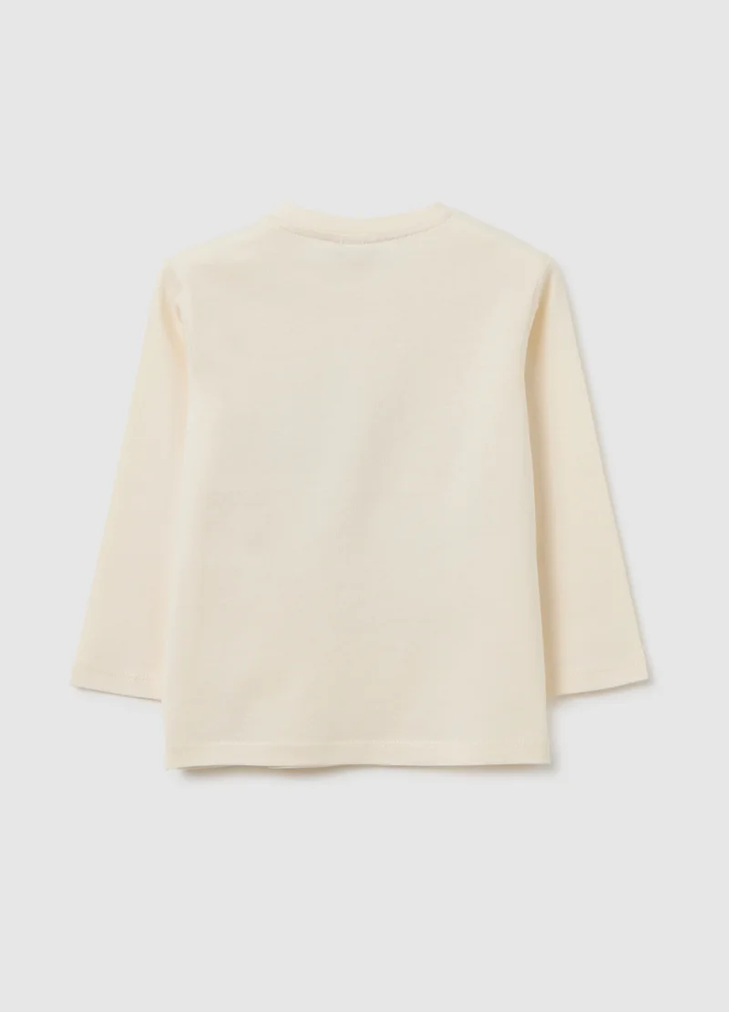 Ovs CHILDREN'S BEIGE PURE COTTON REGULAR FIT T-SHIRT