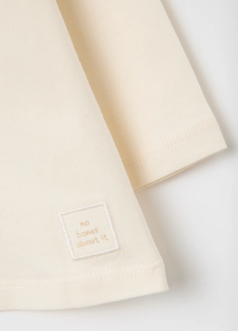 او في اس CHILDREN'S BEIGE PURE COTTON REGULAR FIT T-SHIRT
