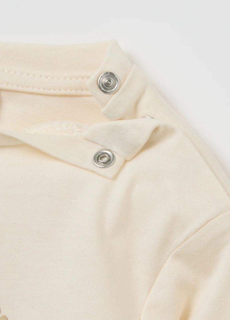 او في اس CHILDREN'S BEIGE PURE COTTON REGULAR FIT T-SHIRT