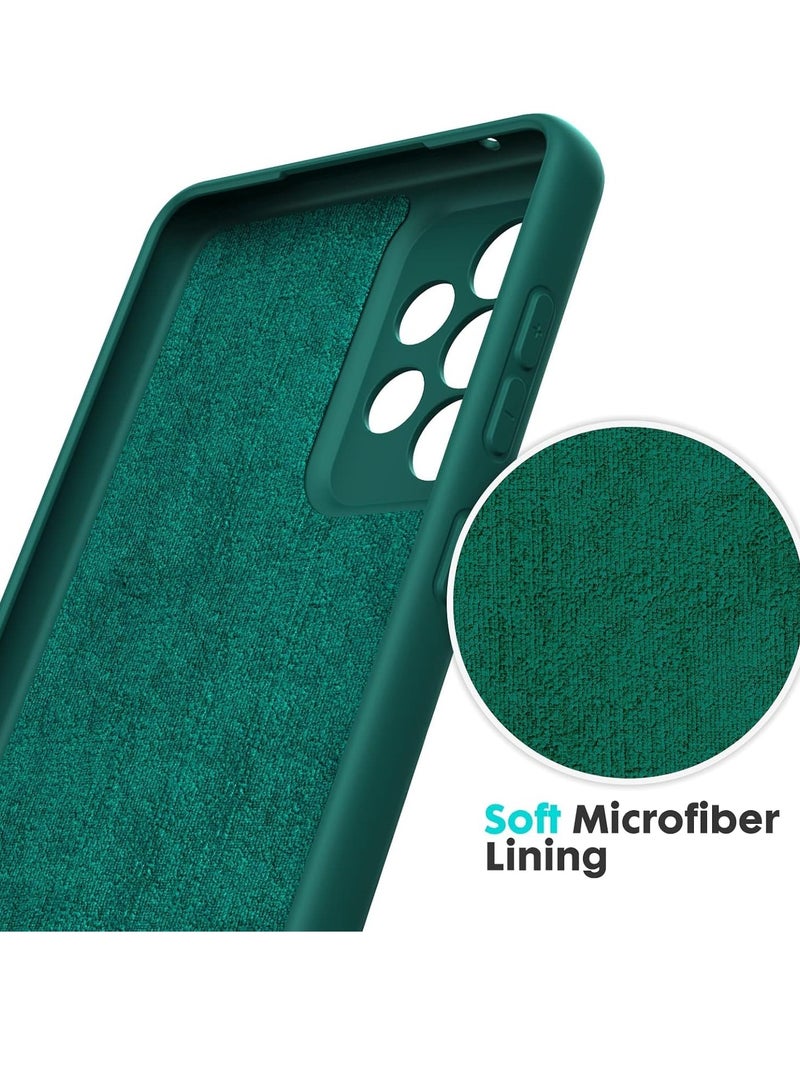 إلترازون Thick Shockproof Green Liquid Silicone Case for Galaxy A13 4G – Soft Gel Rubber with Microfiber Lining - Image 2