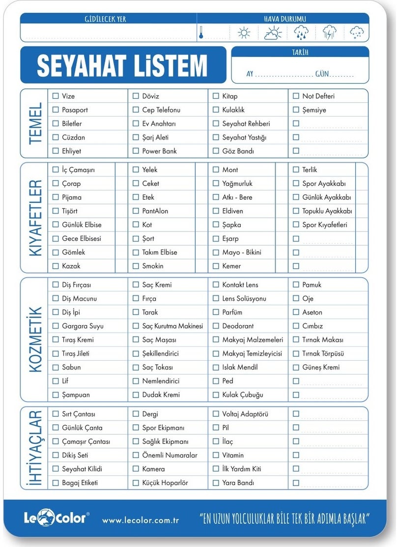 Le Color - A5 Planer My Travel List 53 Pages - Image 1