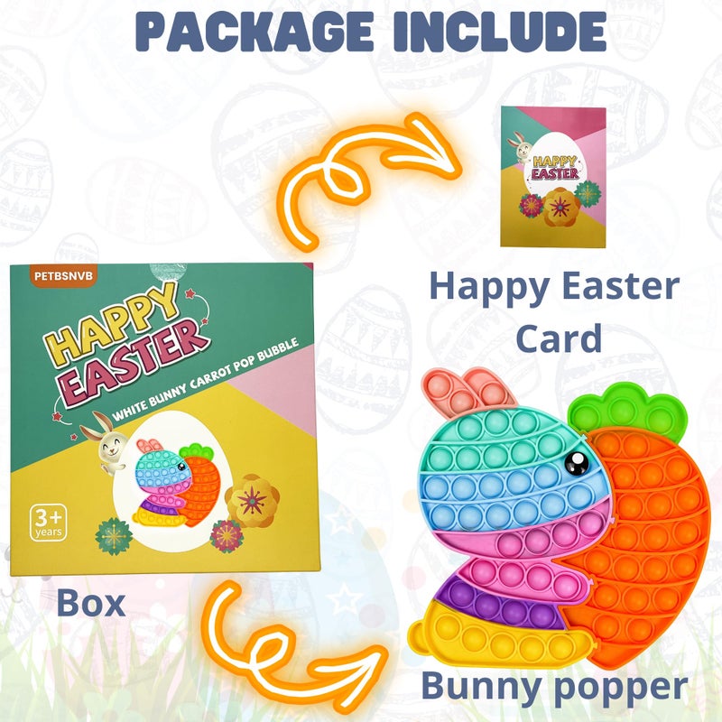 PETBSNVB Easter Bunny Poppers, Bunny Carrot Pop Bubble Fidget Sensory Toy, Puzzle Popper, Easter Gifts for Kids,Toddler, Easter Basket for Toddlers Girl, Easter Toys, Stocking Easter Basket Stuffers (Rainbow) - Image 2