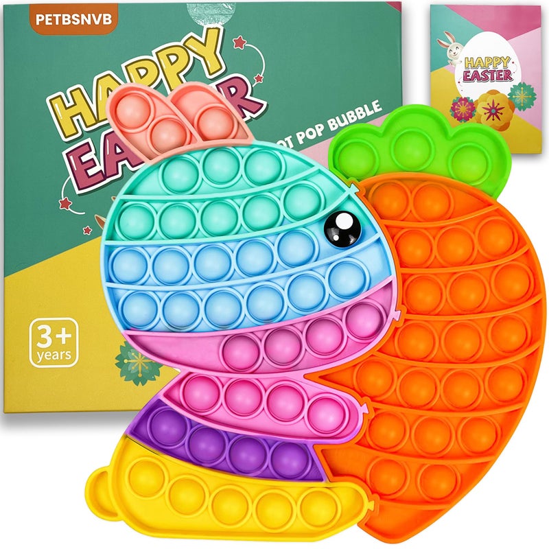 PETBSNVB Easter Bunny Poppers, Bunny Carrot Pop Bubble Fidget Sensory Toy, Puzzle Popper, Easter Gifts for Kids,Toddler, Easter Basket for Toddlers Girl, Easter Toys, Stocking Easter Basket Stuffers (Rainbow) - Image 1