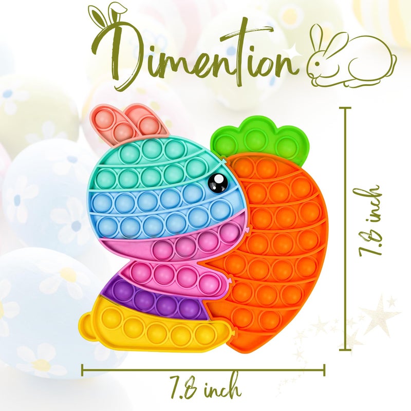 PETBSNVB Easter Bunny Poppers, Bunny Carrot Pop Bubble Fidget Sensory Toy, Puzzle Popper, Easter Gifts for Kids,Toddler, Easter Basket for Toddlers Girl, Easter Toys, Stocking Easter Basket Stuffers (Rainbow) - Image 3