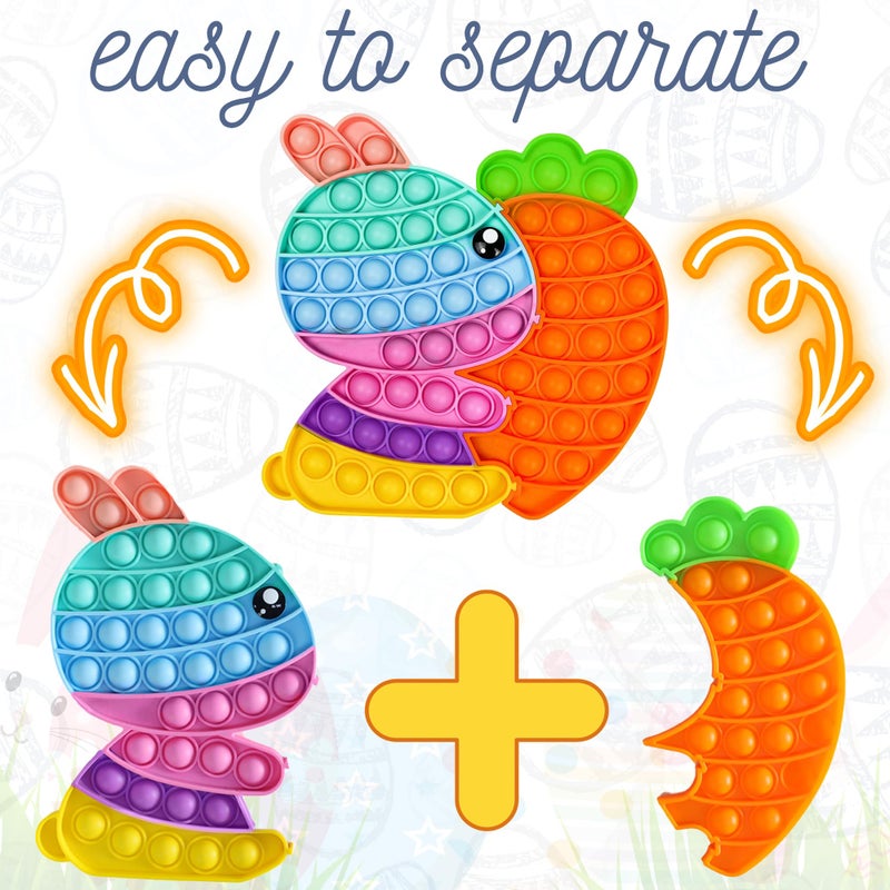 PETBSNVB Easter Bunny Poppers, Bunny Carrot Pop Bubble Fidget Sensory Toy, Puzzle Popper, Easter Gifts for Kids,Toddler, Easter Basket for Toddlers Girl, Easter Toys, Stocking Easter Basket Stuffers (Rainbow) - Image 5