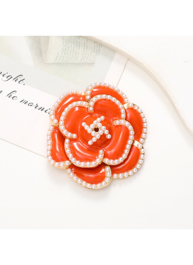 Generic - Floral Pearl Camellia Zinc Alloy Jewelry DIY Accessories D2161 drop oil camellia orange - Image 1