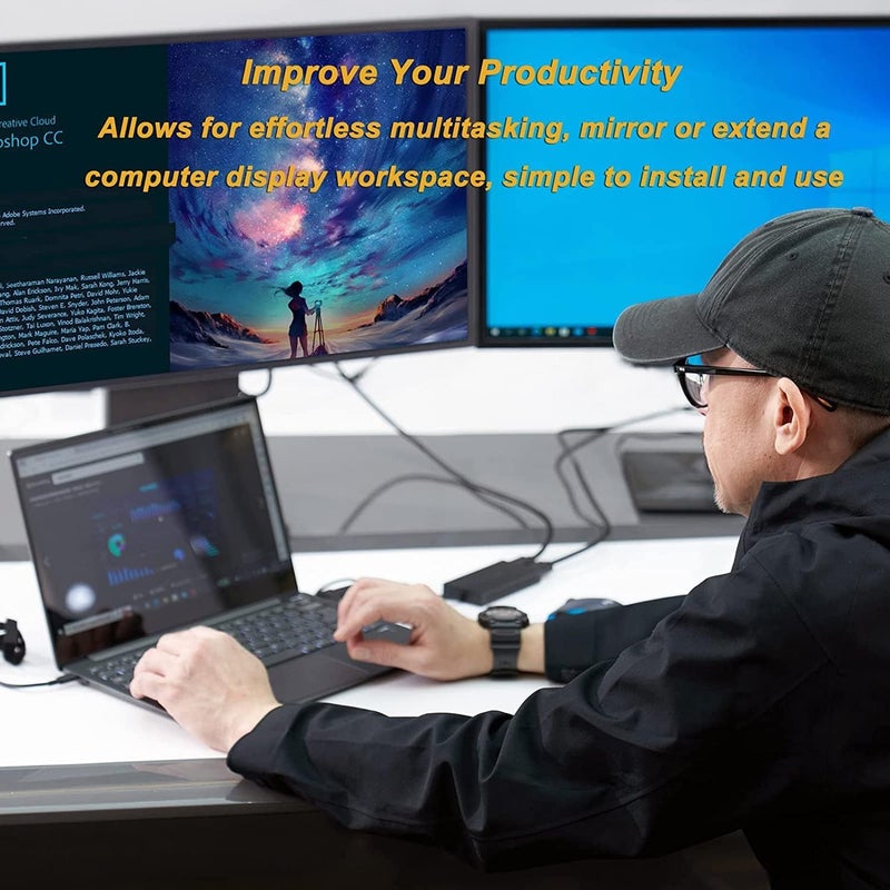 WAVLINK HDMI Splitter Extended Display for Dual Monitor, USB A or USB-C to Dual HDMI Adapter, Multi-Monitor Display 3 Separate Screens for Windows and macOS,4K30Hz,1080p@60Hz - Image 4