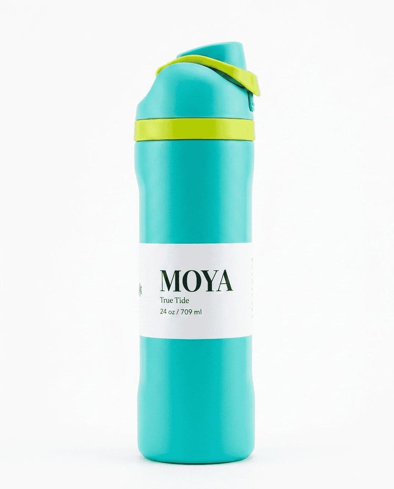 Moya "True Tide"  24oz Insulated Sustainable Water Bottle Electric Blue - Image 3