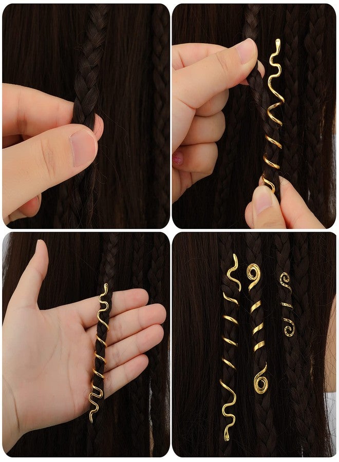 Jutom 12 Pcs Braid Hair Jewelry Accessories Celtic Alloy Dreadlock Accessories Loc Jewelry Coil Jewel Hair Cuffs Snake Clips for Women (Gold, Silver, Vintage Style) - Image 3