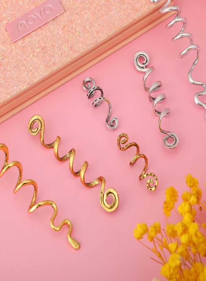 Jutom 12 Pcs Braid Hair Jewelry Accessories Celtic Alloy Dreadlock Accessories Loc Jewelry Coil Jewel Hair Cuffs Snake Clips for Women (Gold, Silver, Vintage Style) - Image 4