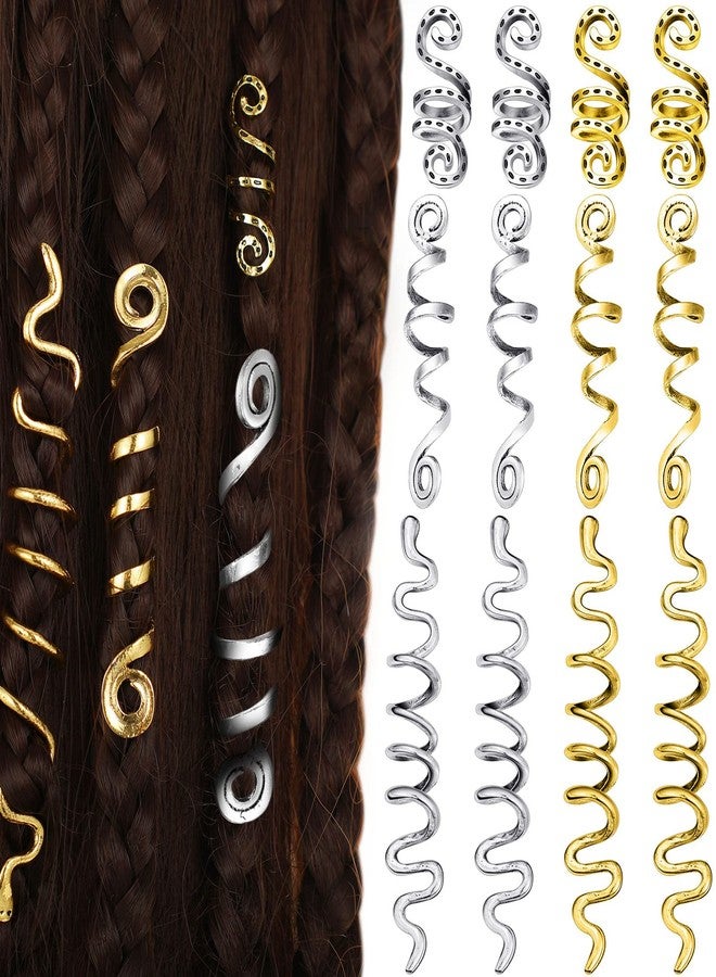 Jutom 12 Pcs Braid Hair Jewelry Accessories Celtic Alloy Dreadlock Accessories Loc Jewelry Coil Jewel Hair Cuffs Snake Clips for Women (Gold, Silver, Vintage Style) - Image 1