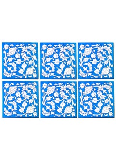 Shiv Kripa Blue Pottery Shiv Kripa Blue Pottery Home Dcorative Moroccan Pottery Ceramic Handmade Wall Tiles 6 x 6 Inch Set of 6 Tiles Sky Blue White 