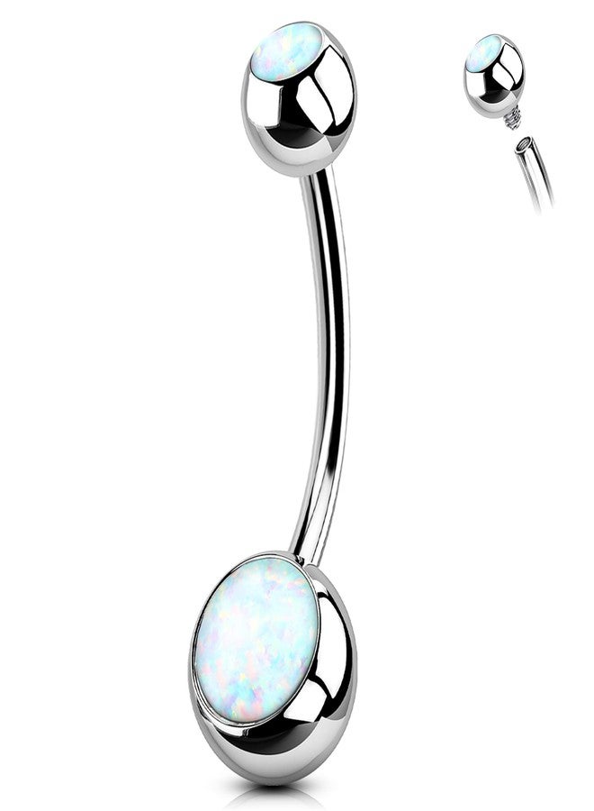 Melighting Titanium Belly Button Ring 14G Opal Belly Ring Internally Threaded G23 Titanium Belly Piercing Hoop Opal Navel Barbell Body Piercing Jewelry - Image 1
