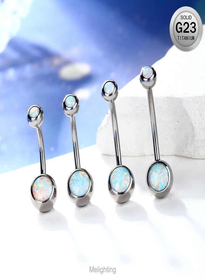 Melighting Titanium Belly Button Ring 14G Opal Belly Ring Internally Threaded G23 Titanium Belly Piercing Hoop Opal Navel Barbell Body Piercing Jewelry - Image 4