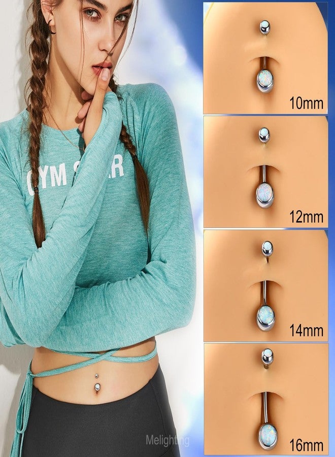 Melighting Titanium Belly Button Ring 14G Opal Belly Ring Internally Threaded G23 Titanium Belly Piercing Hoop Opal Navel Barbell Body Piercing Jewelry - Image 5