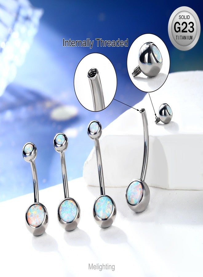 Melighting Titanium Belly Button Ring 14G Opal Belly Ring Internally Threaded G23 Titanium Belly Piercing Hoop Opal Navel Barbell Body Piercing Jewelry - Image 3