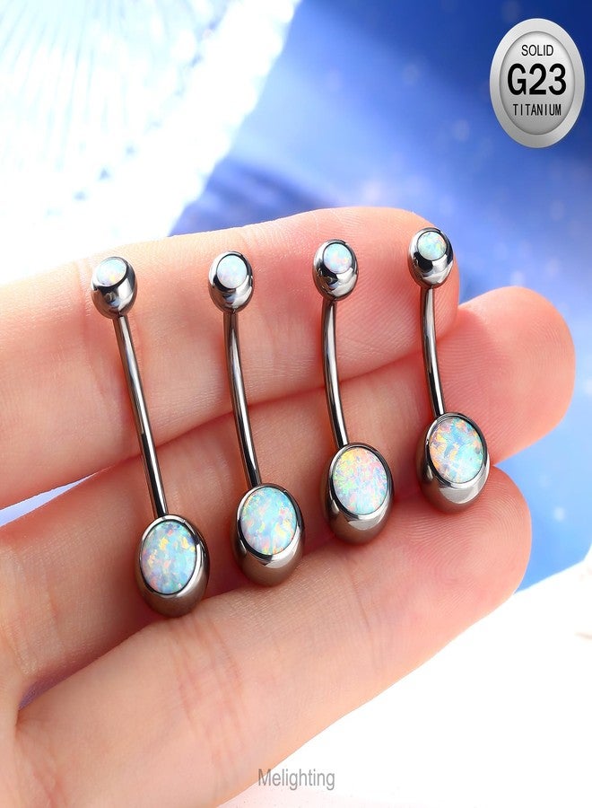 Melighting Titanium Belly Button Ring 14G Opal Belly Ring Internally Threaded G23 Titanium Belly Piercing Hoop Opal Navel Barbell Body Piercing Jewelry - Image 2