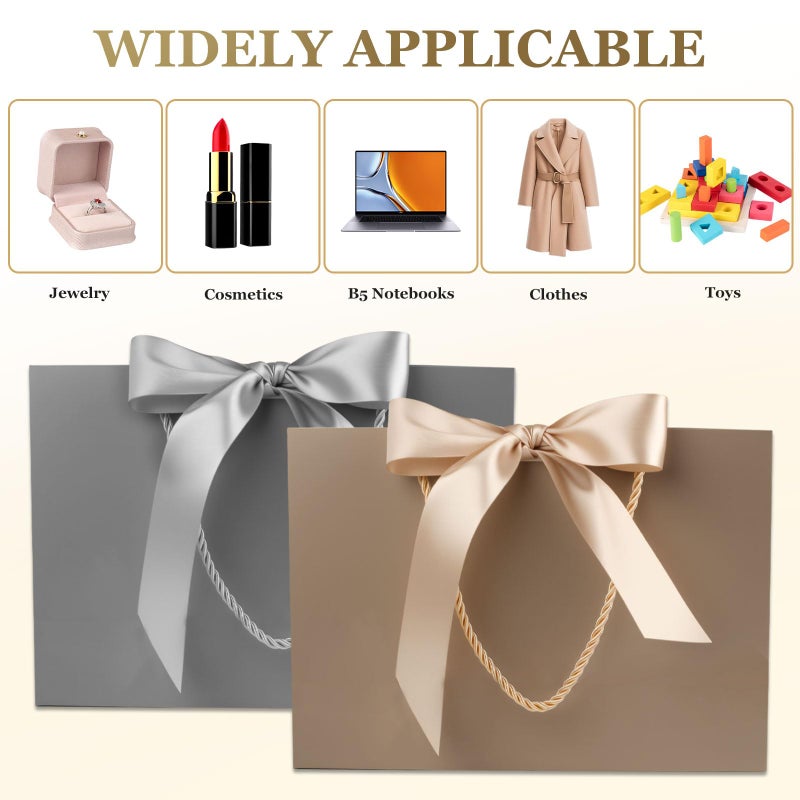 Ninsula 2 Pcs Large Gift Bag, Birthday Gift Bag With 2-Color Ribbon, 2 Greeting Cards and 4 Sheets Tissue Paper, Portable Paper Gift Bag for Birthday Parties, Wedding Parties, Baby Showers, Christmas - Image 4