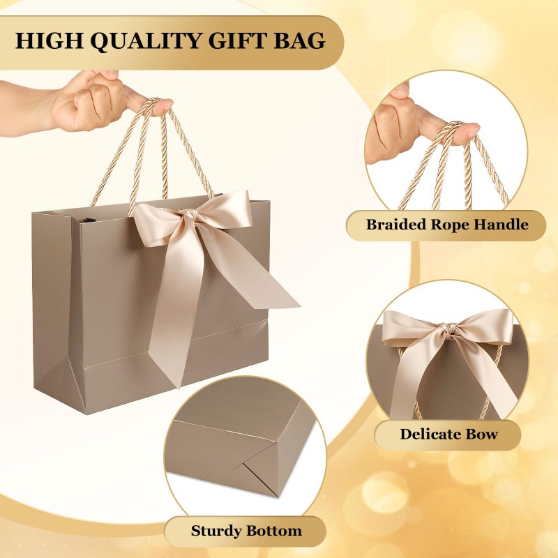 Ninsula 2 Pcs Large Gift Bag, Birthday Gift Bag With 2-Color Ribbon, 2 Greeting Cards and 4 Sheets Tissue Paper, Portable Paper Gift Bag for Birthday Parties, Wedding Parties, Baby Showers, Christmas - Image 3