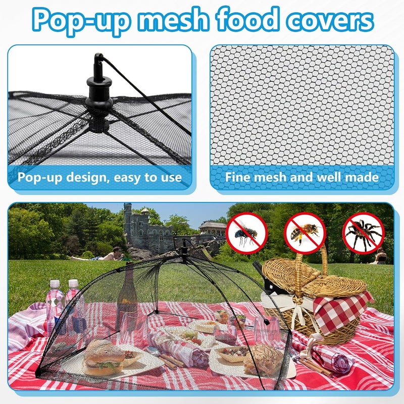 Inn Diary Food Tent Covers 6PC Pop-Up Mesh Food Covers 17"x17" Black Food Tents for Picnics,Outdoors,Parties,BBQ,Reusable and Collapsible - Image 4
