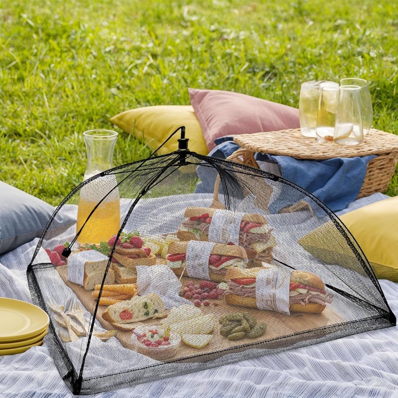 Inn Diary Food Tent Covers 6PC Pop-Up Mesh Food Covers 17"x17" Black Food Tents for Picnics,Outdoors,Parties,BBQ,Reusable and Collapsible - Image 5