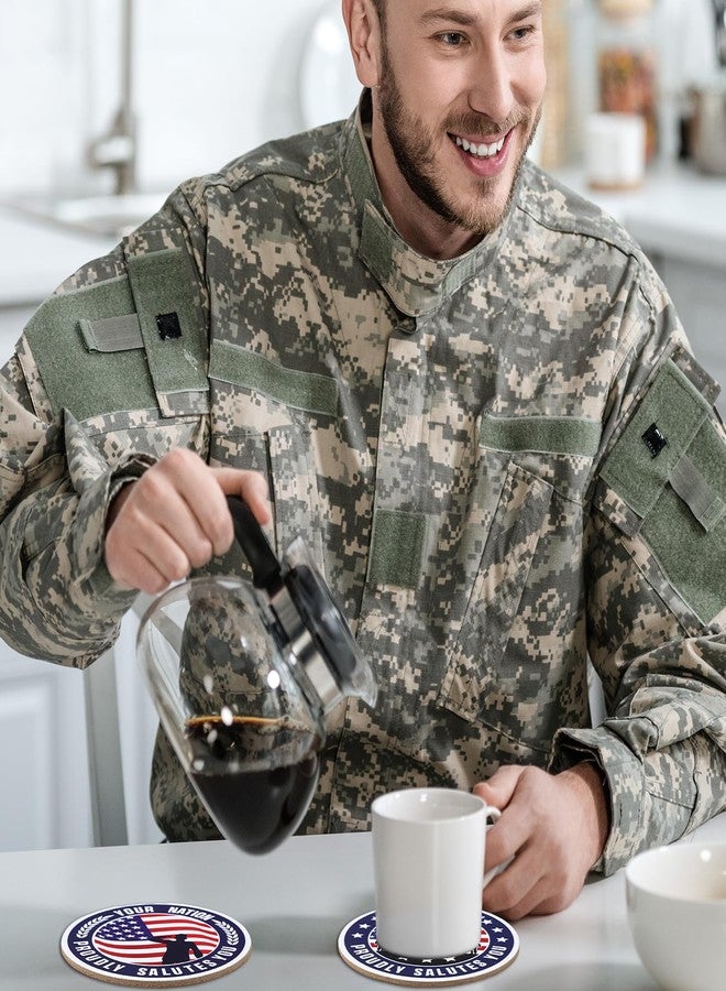 Potchen 12 Pcs Thank You for Your Service Coasters Absorbent Veteran Appreciation Coasters with Cork Base Patriotic USA Military Retirement Appreciation Gifts for Veterans Day Kitchen Home Bar - Image 5