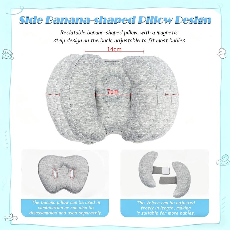 Banana Shape Baby Pillow, 2-in-1 Adjustable Head and Neck Support for Infant Toddler, for Stroller Car Seat Travel - Image 3