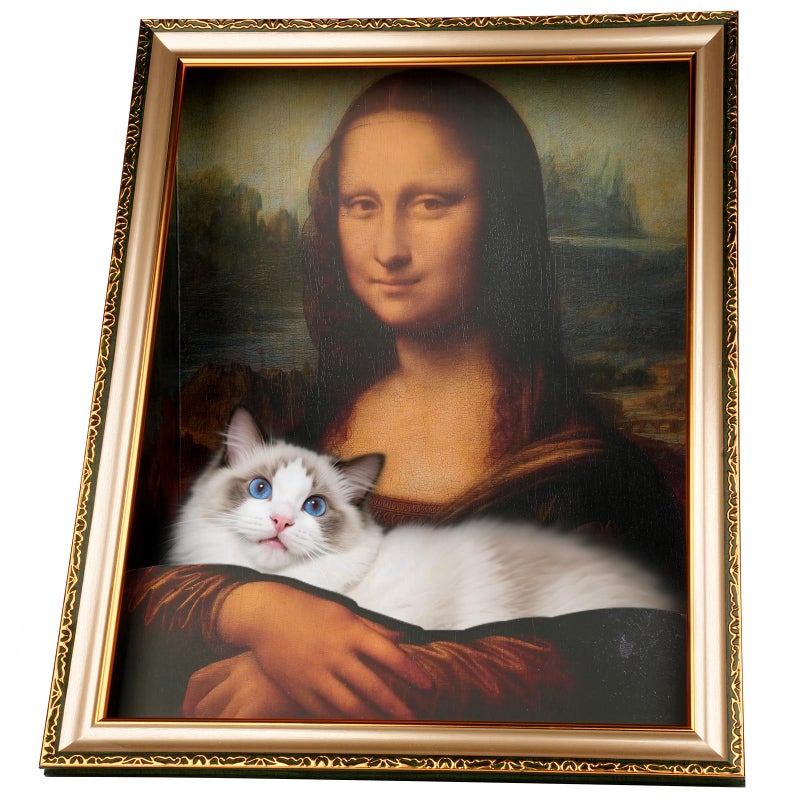 Oxfraki Mona Lisa Cat Bed 3in1 Cardboard Cat House with Scratching Pad Cozy Hideout Artistic Cat Furniture for Indoor Cats Decorative Cat Condo for Home Dcor Easy Setup Novelty Gift for Cat Lovers - Image 2