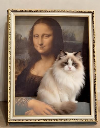 Oxfraki Mona Lisa Cat Bed 3in1 Cardboard Cat House with Scratching Pad Cozy Hideout Artistic Cat Furniture for Indoor Cats Decorative Cat Condo for Home Dcor Easy Setup Novelty Gift for Cat Lovers - Image 3