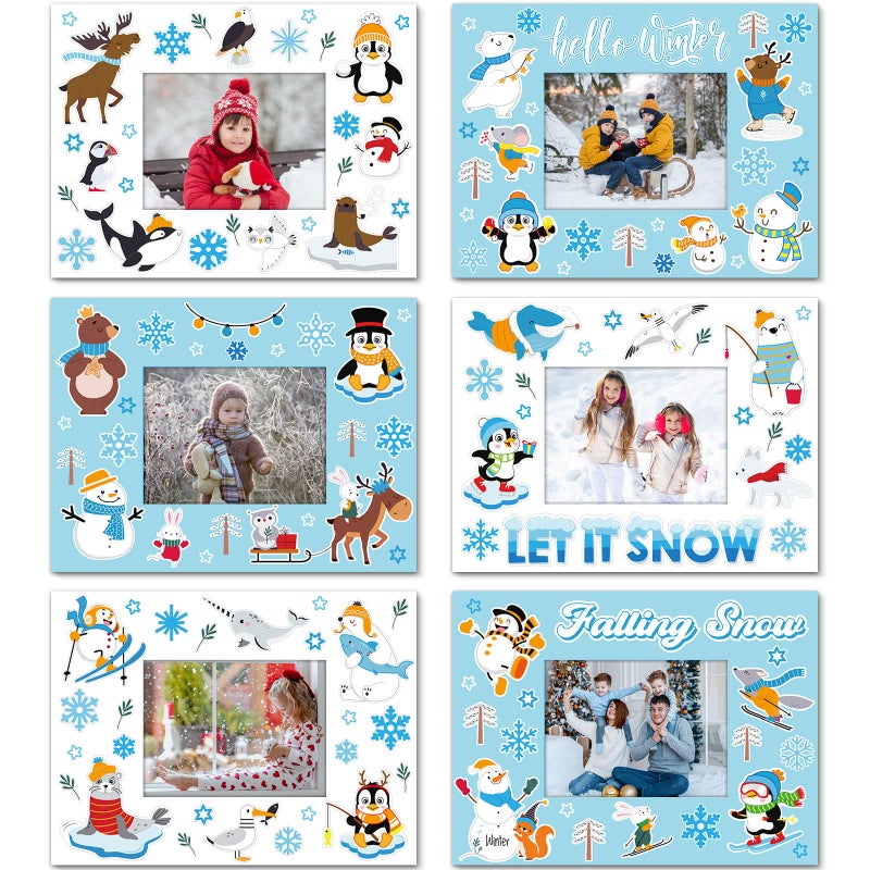 Capoda 24 Pack Winter Picture Craft Kits Snow DIY Paper Photo Frames Craft for Kids Snow Photo Frames for Kids Home School Game Activities Winter Christmas Party Favors 63 x 47 InchesFresh