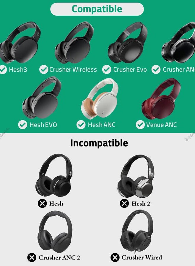 Geekria وسادات أذن Geekria QuickFit البديلة لسماعات Skullcandy Crusher Wireless، Crusher EVO، Crusher ANC، Hesh 3/ EVO/ANC، Venue ANC، سماعات Crusher 540 Active Wireless، مع دليل فيديو (أسود) - Image 3