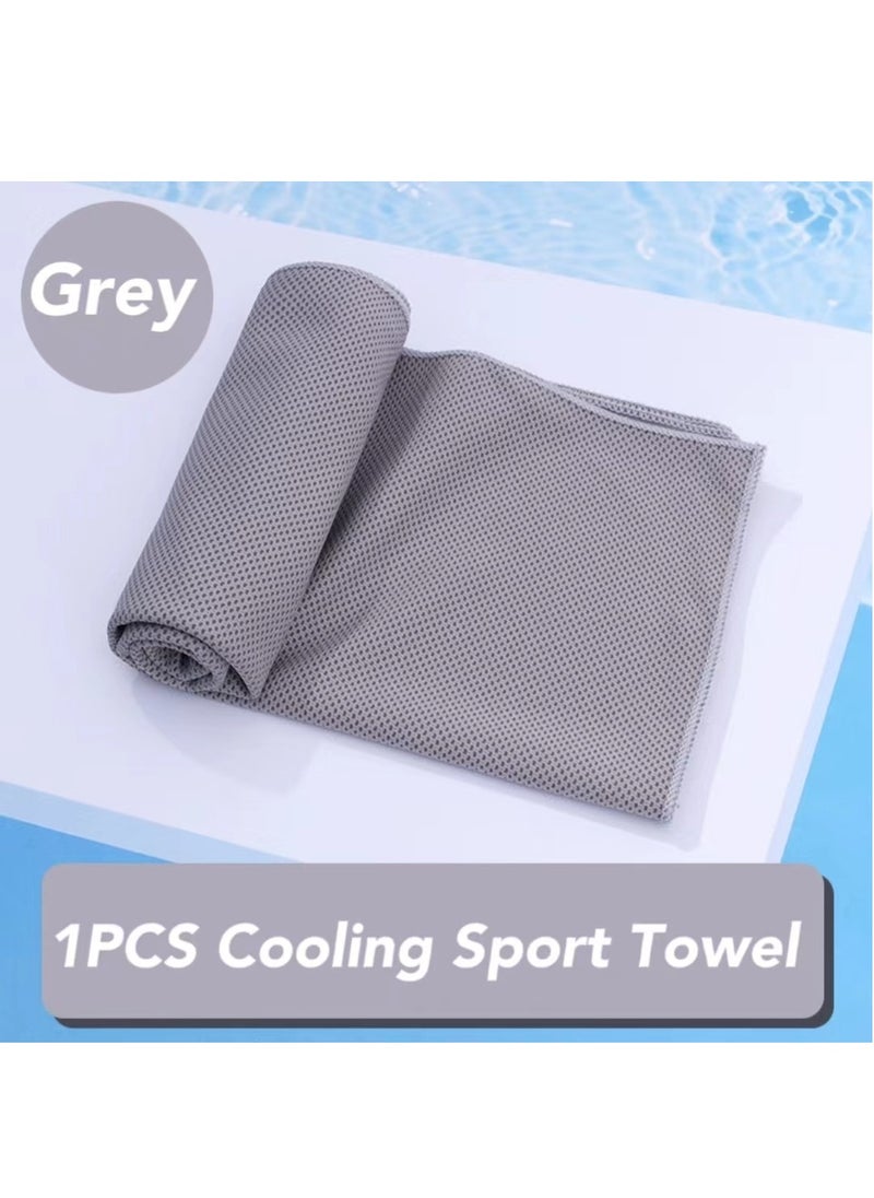 Generic Men and Women Cooling Sport Towel Soft and breathable for yoga, sports and running Grey 30x90cm  - Image 1