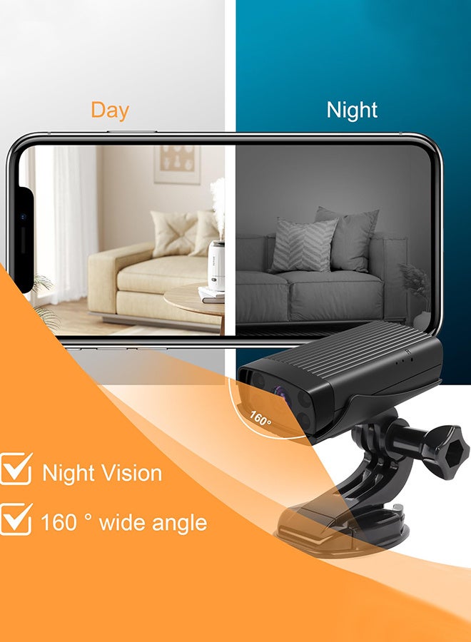 كاميرا مراقبة صغيرة، كاميرا مربية عالية الدقة للمنزل، مع بطاقة TF سعة 32 جيجابايت، أصغر كاميرا لاسلكية تعمل بالواي فاي مع تطبيق كشف الحركة للتحكم في الرؤية الليلية، كاميرا صغيرة محمولة لمراقبة الحيوانات الأليفة ومربية الأطفال والدراجات الهوائية والسيارات الخارجية - Image 5