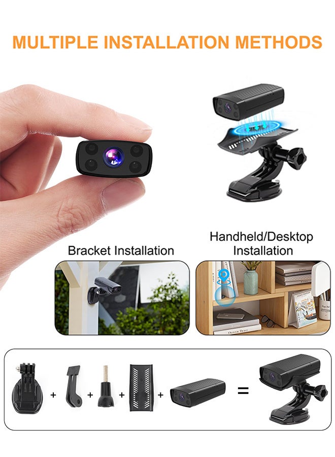 كاميرا مراقبة صغيرة، كاميرا مربية عالية الدقة للمنزل، مع بطاقة TF سعة 32 جيجابايت، أصغر كاميرا لاسلكية تعمل بالواي فاي مع تطبيق كشف الحركة للتحكم في الرؤية الليلية، كاميرا صغيرة محمولة لمراقبة الحيوانات الأليفة ومربية الأطفال والدراجات الهوائية والسيارات الخارجية - Image 2