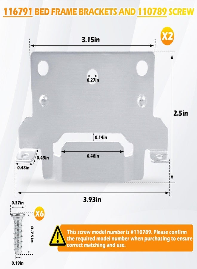 ulapithi 116791 Mounting Plates Replacement for IKEA Bed Frame Brackets Part #116791 (2X Mounting Plate) and 110789 (6X Screws) Spare Hardware Parts Compatible Hemnes Malm Brimnes Ingatorp Tarva Kritte - Image 2