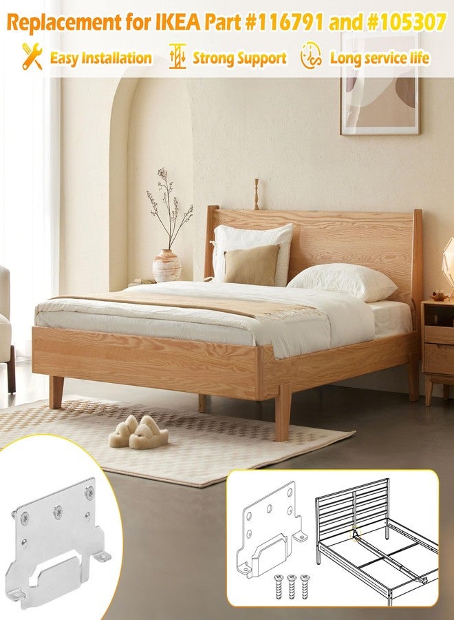 ulapithi 116791 Mounting Plates Replacement for IKEA Bed Frame Brackets Part #116791 (2X Mounting Plate) and 110789 (6X Screws) Spare Hardware Parts Compatible Hemnes Malm Brimnes Ingatorp Tarva Kritte - Image 4