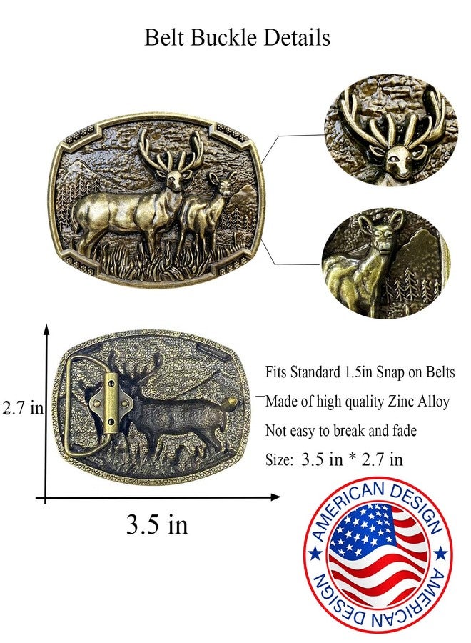 TOPACC Deer Belt Buckle Western Bronze Cowboy Novelty Belt Buckle for Men Women Cowgirl - Image 2