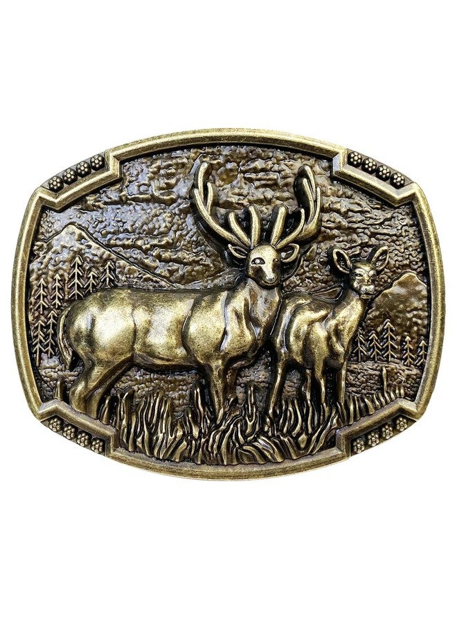 TOPACC Deer Belt Buckle Western Bronze Cowboy Novelty Belt Buckle for Men Women Cowgirl - Image 1