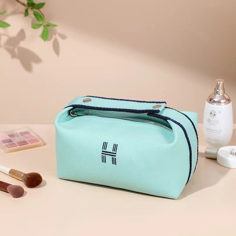 New Fashion Solid Color High-Grade H Cosmetic Bag Travel Cosmetic Storage Bag Large Capacity Three-Dimensional Portable Bag - Image 1