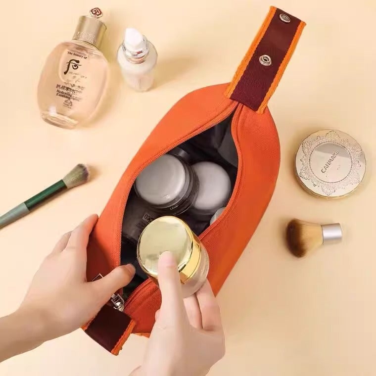 New Fashion Solid Color High-Grade H Cosmetic Bag Travel Cosmetic Storage Bag Large Capacity Three-Dimensional Portable Bag - Image 2