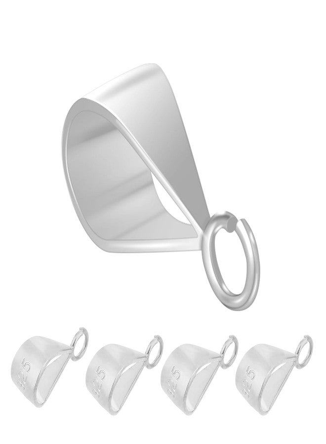 Prasacco 4 Pcs Pendant Clasp for Necklace, 925 Sterling Silver Bail Connector with Loop Charm Clasp Necklace Clasp Jewelry Clasp Connectors Pinch Bails for Pendants Jewelry Making (Silver) - Image 1